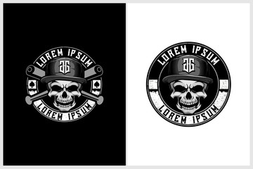 Wall Mural - cool skull with hat and cross baseball bats vector hip hop theme logo template