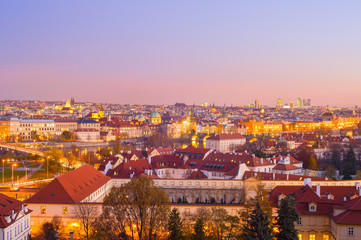 Fototapete - skyline  Prague twilight Czech cityscape