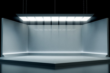 Modern empty stage event with light Futuristic background. Future technology Sci-fi hi tech concept. 3d rendering