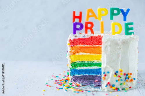 Fotomural Happy pride day - rainbow layered cake with candles