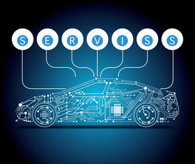 Wall Mural - e-car, service update, upgrade icon