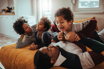 Wall Mural - Playful family