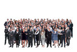 © ASDF - business team formed of young businessmen and businesswomen standing over a white background