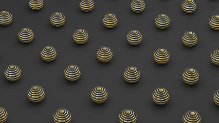 Wall Mural - pattern black and golden spheres. 3d illustration.
