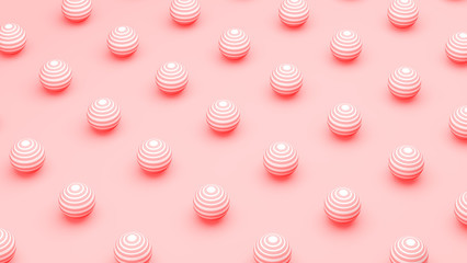 Wall Mural - pattern pink spheres with white lines. 3d illustration.
