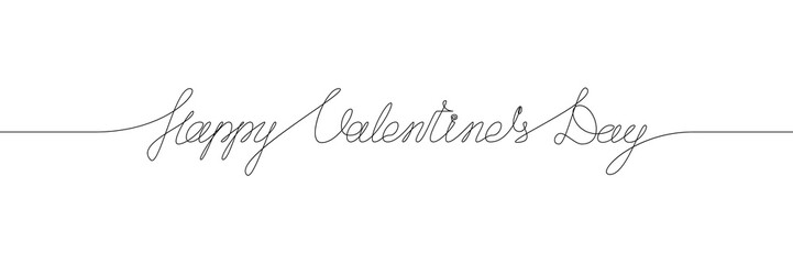 Wall Mural - HAPPY VALENTIN'S DAY handwritten inscription. One line drawing of phrase