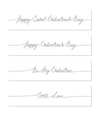 Wall Mural - Set of Saint Valentine's Day handwritten phrases. One line drawing of phrase