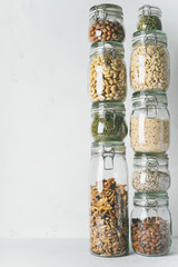 Wall Mural - Glass jars with Superfoods stacked on top of each other