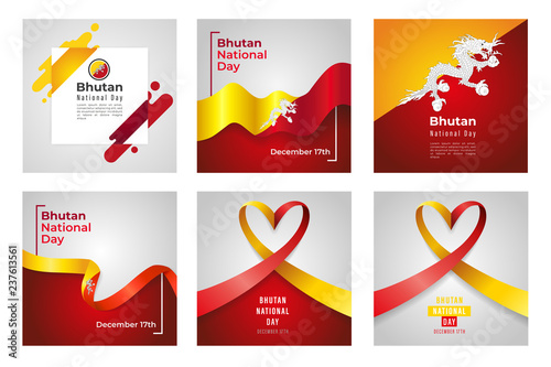 Illustration Of Bhutan National Day Banner Or Poster Design Set