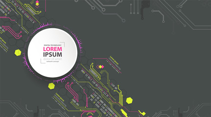 Abstract technology concept. Circuit board, high computer color background. Vector illustration