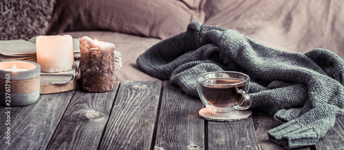 Photographie Still life cozy home, interior details in the living room