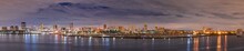 Long Beach California Panorama At Night In Cloudy Night