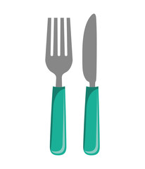 Sticker - fork and knife isolated icon