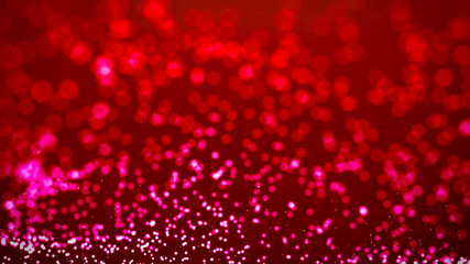 Wall Mural - Red glow particles field computer generated festive holiday blur background