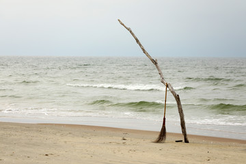 Wall Mural - Old broom on sand