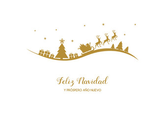 Wall Mural - Feliz Navidad y Prospero Ano Nuevo - spanish Christmas wishes. Vector.