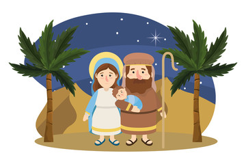 Wall Mural - christmas nativity scene cartoon