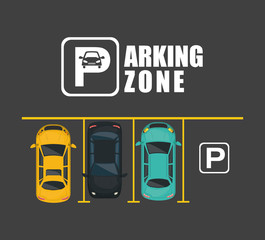 Poster - parking zone air view scene