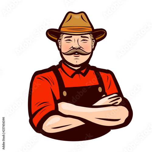 Fotomural Happy adult farmer in overalls