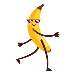 Sticker - kawaii cute banana with sunglasses cartoon