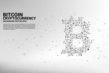 Poster - Vector bitcoin icon from Polygon dot connect line. Concept for cryptocurrency technology and financial network connection.