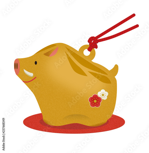 年賀状素材 猪の土鈴のイラスト 猪の鈴 干支 十二支 Boar S Toy Stock Illustration Adobe Stock
