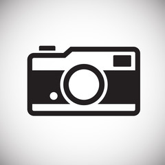 Poster - Digital camera icon on white background for graphic and web design, Modern simple vector sign. Internet concept. Trendy symbol for website design web button or mobile app