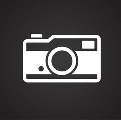 Poster - Digital camera icon on black background for graphic and web design, Modern simple vector sign. Internet concept. Trendy symbol for website design web button or mobile app