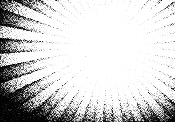 Wall Mural - Abstract sun rays with dotwork retro or tattoo style