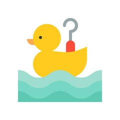 Hook a duck vector icon, amusement park related flat style