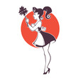 retro sexy pinup housemaid, cleaning emblem, logo, label