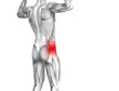 © high_resolution - Conceptual hip human anatomy with red hot spot inflammation articular joint pain for leg health care therapy or sport muscle concepts. 3D illustration man arthritis or bone sore osteoporosis disease