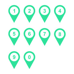 Poster - numbers set icon map pointer isolated vector