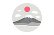 Picturesque sketch of Mount Fuji in Japan. Mountain, volcano on the sun. Symbol of Japan. Vector illustration.