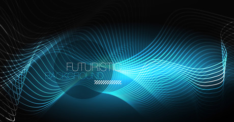 Neon lines wave background. Abstract composition