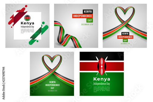 Llustration Of Kenya Independence Day Banner Or Poster Design Set