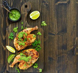 Wall Mural - Baked Chicken with Mint Green Sauce...