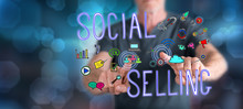 Man Touching A Social Selling Concept