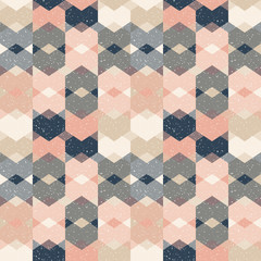 Poster - ..Triangles background. Vector geometric seamless pattern in pastel retro colors and textured simple shapes.