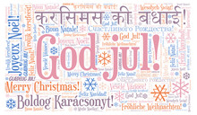 God Jul Word Cloud - Merry Christmas On Norwegian Language And Other Different Languages.