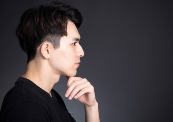 Side view of young handsome man face