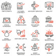 Vector set of linear icons related to trade service, investment strategy and management. Mono line pictograms and infographics design elements - part 2