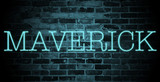 Fototapeta Młodzieżowe - first name Maverick in blue neon on brick wall