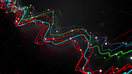Poster - 3d render abstract graph with grid and particles. perfect for finance, statistic presentations. seve