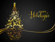 © azzzya - Modern gold on black Christmas greeting card