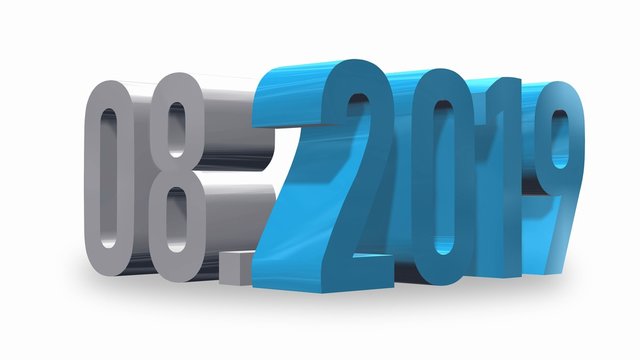 Presentation month august of the year 2019 - isolated on white background. Illustration for advertising.  3d rendering