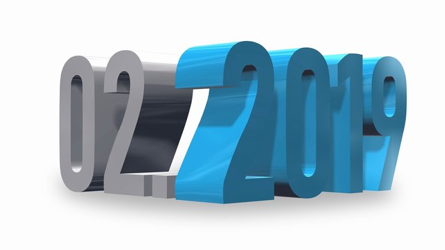 Presentation month february of the year 2019 - isolated on white background. Illustration for advertising.  3d rendering
