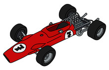 The old red  formula one racecar