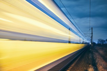 Light trails of passenger train