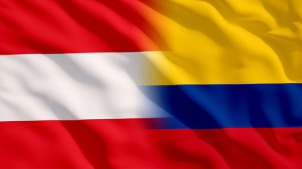 Canvas Print - Waving Austria and Colombia Flags